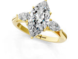 Yellow gold Three-Stone Marquise Cut Diamond Ring with Pear  Side Stones in Four-Prong Setting_37