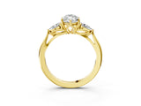 Yellow gold Three-Stone Marquise Cut Diamond Ring with Pear  Side Stones in Four-Prong Setting_39