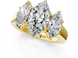 Yellow gold Three-Stone Marquise Cut Diamond Ring with Prong Setting and Classic Band_4