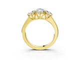 Yellow gold Three-Stone Marquise Cut Diamond Ring with Prong Setting and Classic Band_6