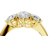 Yellow gold Three-Stone Marquise Cut Diamond Ring with Prong Setting and Classic Band_7