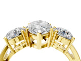 Yellow gold Three-Stone Marquise Cut Diamond Ring with Round Side Stones, Classic Band, and Four-Prong Setting_11