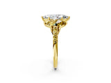 Yellow gold Three-Stone Marquise Cut Diamond Ring with Round with Yellow Sapphire side stone Pavé Band and Prong Setting_2