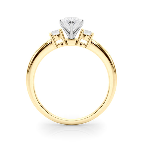 Yellow gold Three-Stone Marquise Cut Diamond Solitaire with Prong Setting and Classic Band 2