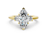 Yellow gold Three-Stone Marquise Cut Diamond Solitaire with Prong Setting and Classic Band_50
