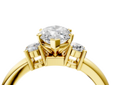 Yellow gold Three-Stone Marquise Cut Diamond Solitaire with Prong Setting and Classic Band_54