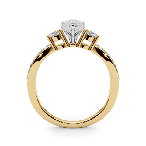 Yellow gold Three-Stone Marquise Cut Diamond Twist Band with Prong Setting 2