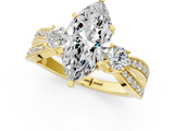 Yellow gold Three-Stone Marquise Cut Diamond Twist Band with Prong Setting_61