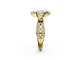 Yellow gold Three-Stone Marquise Cut Diamond Twist Band with Prong Setting_62