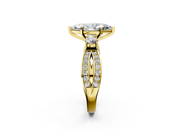 Yellow gold Three-Stone Marquise Cut Diamond Twist Band with Prong Setting