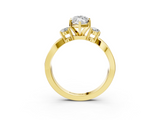 Yellow gold Three-Stone Marquise Cut Diamond Twist Band with Prong Setting_63