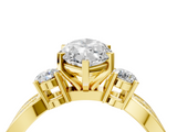Yellow gold Three-Stone Marquise Cut Diamond Twist Band with Prong Setting_64