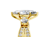 Yellow gold Three-Stone Marquise Cut Diamond Twist Band with Prong Setting_65