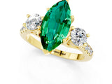 Yellow gold Three-Stone Marquise Cut Emerald Pavé Band with Four-Prong Setting_1