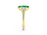 Yellow gold Three-Stone Marquise Cut Emerald Pavé Band with Four-Prong Setting_2