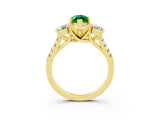 Yellow gold Three-Stone Marquise Cut Emerald Pavé Band with Four-Prong Setting_3