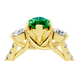 Yellow gold Three-Stone Marquise Cut Emerald Pavé Band with Four-Prong Setting_4
