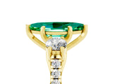 Yellow gold Three-Stone Marquise Cut Emerald Pavé Band with Four-Prong Setting_5