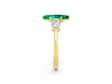 Yellow gold Three-Stone Marquise Cut Emerald Ring with Pear Side Stones and Four-Prong Setting_2