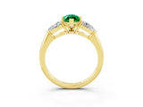 Yellow gold Three-Stone Marquise Cut Emerald Ring with Pear Side Stones and Four-Prong Setting_3