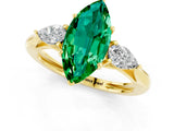 Yellow gold Three-Stone Marquise Cut Emerald Ring with Pear  Side Stones in Four-Prong Setting_13