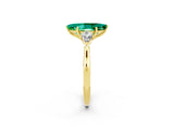 Yellow gold Three-Stone Marquise Cut Emerald Ring with Pear  Side Stones in Four-Prong Setting_14