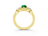 Yellow gold Three-Stone Marquise Cut Emerald Ring with Pear  Side Stones in Four-Prong Setting_15