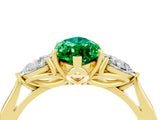 Yellow gold Three-Stone Marquise Cut Emerald Ring with Pear  Side Stones in Four-Prong Setting_16