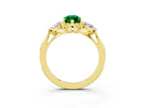 Yellow gold Three-Stone Marquise Cut Emerald Ring with Pear  Side Stones in Four-Prong Setting_39