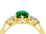 Yellow gold Three-Stone Marquise Cut Emerald Ring with Pear  Side Stones in Four-Prong Setting_40