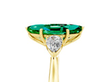 Yellow gold Three-Stone Marquise Cut Emerald Ring with Pear  Side Stones in Four-Prong Setting_41