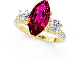 Yellow gold Three-Stone Marquise Cut Garnet Pavé Band with Four-Prong Setting_1