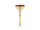 Yellow gold Three-Stone Marquise Cut Garnet Pavé Band with Four-Prong Setting_2