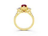Yellow gold Three-Stone Marquise Cut Garnet Pavé Band with Four-Prong Setting_3