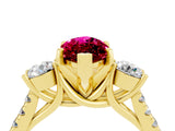 Yellow gold Three-Stone Marquise Cut Garnet Pavé Band with Four-Prong Setting_4