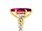 Yellow gold Three-Stone Marquise Cut Garnet Pavé Band with Four-Prong Setting_5