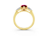 Yellow gold Three-Stone Marquise Cut Garnet Ring with Pear Side Stones and Four-Prong Setting_3