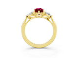 Yellow gold Three-Stone Marquise Cut Garnet Ring with Pear  Side Stones in Four-Prong Setting_15