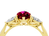 Yellow gold Three-Stone Marquise Cut Garnet Ring with Pear  Side Stones in Four-Prong Setting_16