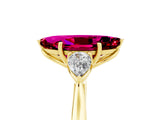 Yellow gold Three-Stone Marquise Cut Garnet Ring with Pear  Side Stones in Four-Prong Setting_17
