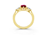 Yellow gold Three-Stone Marquise Cut Garnet Ring with Pear  Side Stones in Four-Prong Setting_39
