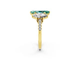 Yellow gold Three-Stone Marquise Cut Green Sapphire Ring with Pavé Band and Prong Setting_14