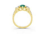 Yellow gold Three-Stone Marquise Cut Green Sapphire Ring with Pavé Band and Prong Setting_15