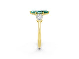 Yellow gold Three-Stone Marquise Cut Green Sapphire Ring with Pear Side Stones and Four-Prong Setting_2
