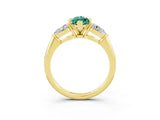 Yellow gold Three-Stone Marquise Cut Green Sapphire Ring with Pear Side Stones and Four-Prong Setting_3