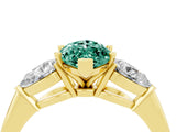 Yellow gold Three-Stone Marquise Cut Green Sapphire Ring with Pear Side Stones and Four-Prong Setting_4