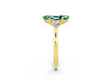 Yellow gold Three-Stone Marquise Cut Green Sapphire Ring with Pear  Side Stones in Four-Prong Setting_14