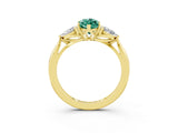 Yellow gold Three-Stone Marquise Cut Green Sapphire Ring with Pear  Side Stones in Four-Prong Setting_15