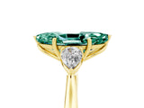 Yellow gold Three-Stone Marquise Cut Green Sapphire Ring with Pear  Side Stones in Four-Prong Setting_17