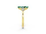Yellow gold Three-Stone Marquise Cut Green Sapphire Ring with Pear  Side Stones in Four-Prong Setting_38